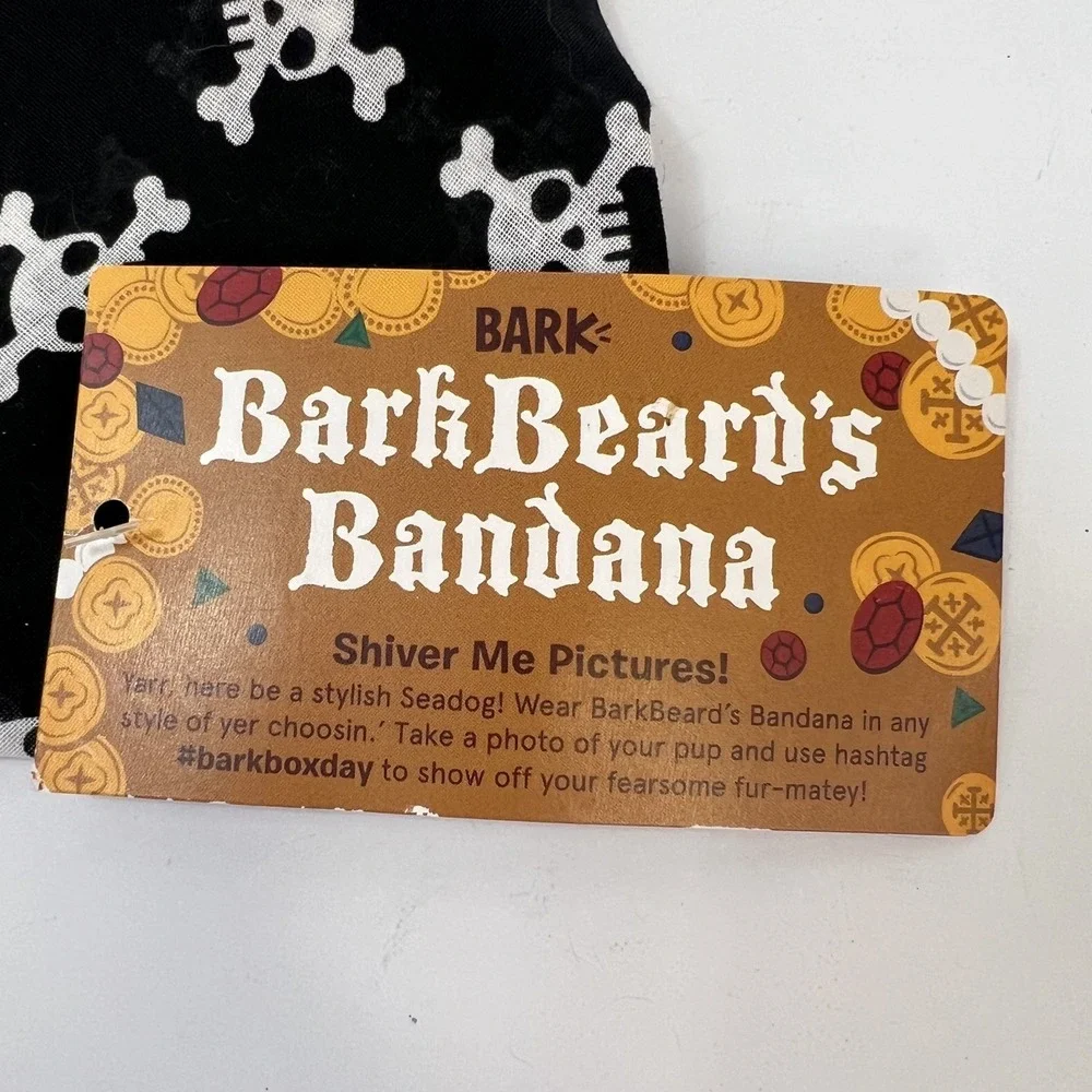 BARK BarkBeards Bandana Dog OS Black NEW Pirate Skull Crossbones BarkBox